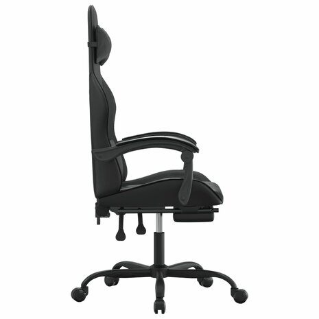 gamestoel draaibaar met voetensteun kunstleer zwart 4