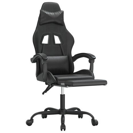 gamestoel draaibaar met voetensteun kunstleer zwart 6