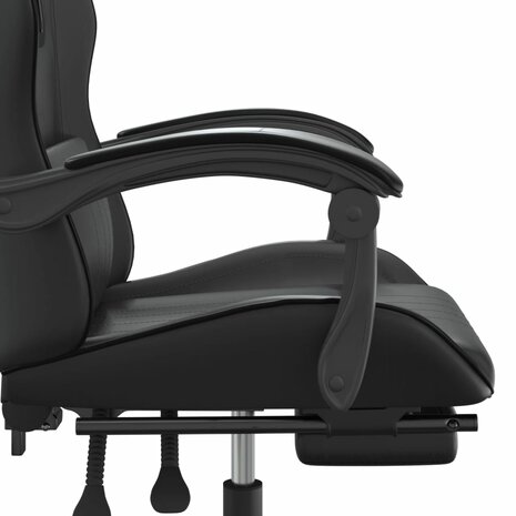 gamestoel draaibaar met voetensteun kunstleer zwart 9