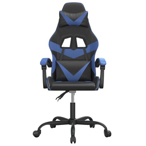 Gamestoel draaibaar kunstleer zwart en blauw 3