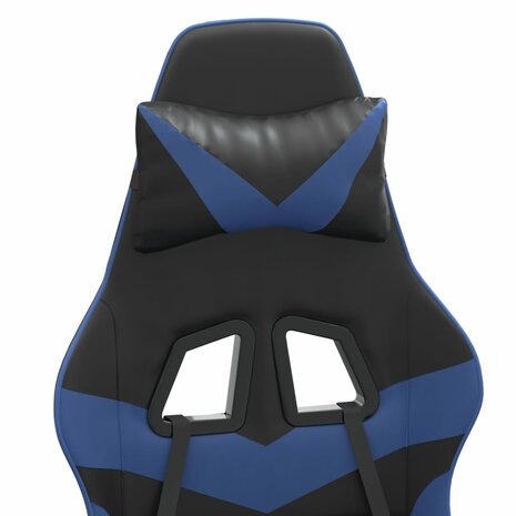 Gamestoel draaibaar kunstleer zwart en blauw 8