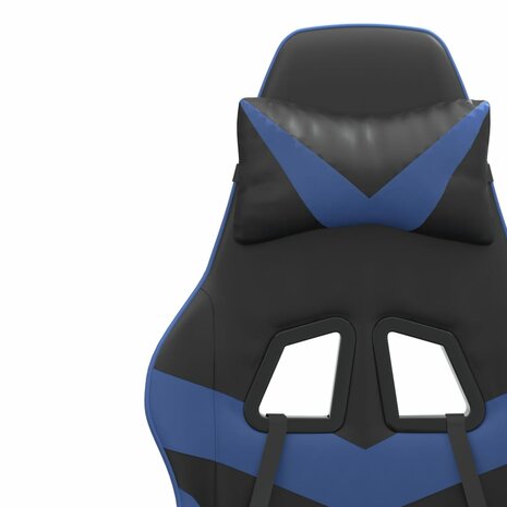 Gamestoel draaibaar kunstleer zwart en blauw 9