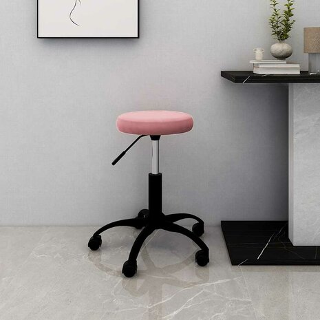Bureaustoel fluweel roze 1