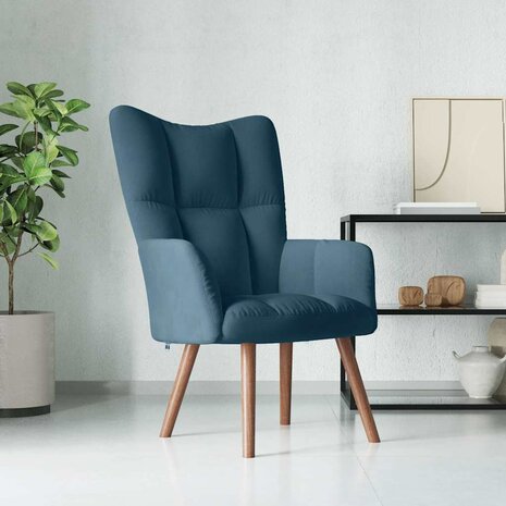 Relaxstoel fluweel blauw 1
