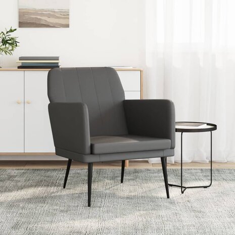 Fauteuil 61x78x80 cm kunstleer grijs 1