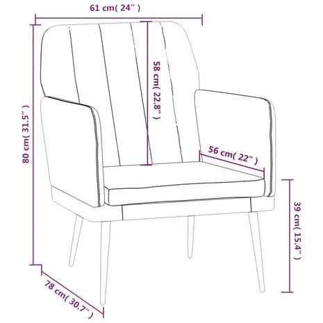 Fauteuil 61x78x80 cm kunstleer grijs 8