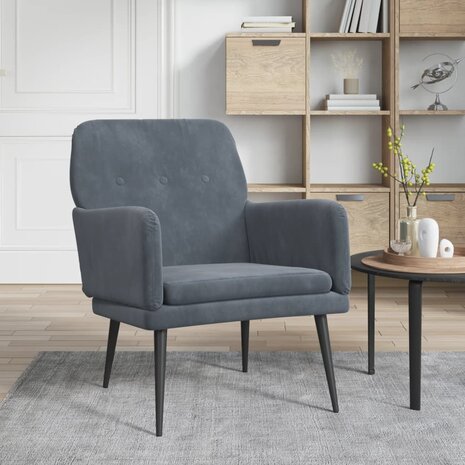 Fauteuil 62x79x79 cm fluweel donkergrijs 1