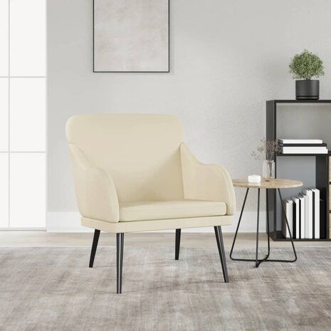 Fauteuil 63x76x80 cm kunstleer cr&egrave;mekleurig 1