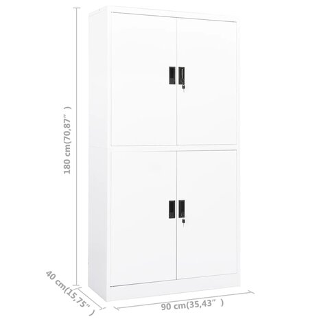 Kantoorkast 90x40x180 cm staal wit 8
