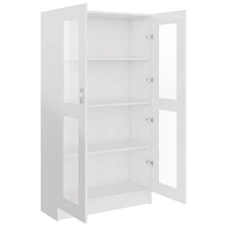 Vitrinekast 82,5x30,5x150 cm bewerkt hout hoogglans wit 4