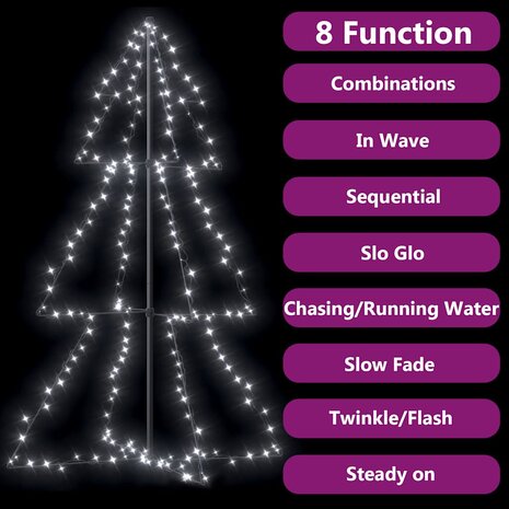 Kegelkerstboom 200 LED's binnen en buiten 98x150 cm 4