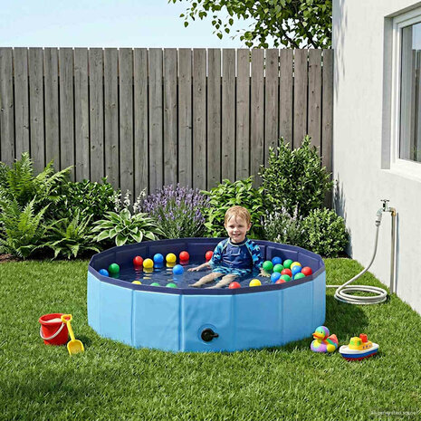 Kinderen Zwembad Blauw &Oslash; 80 x 20 cm Dik PVC en Gelaagd Hout 1