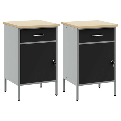 Werkkast met lade 2 pcs Zwart en Grijs 100 x 55 x 85 cm 5