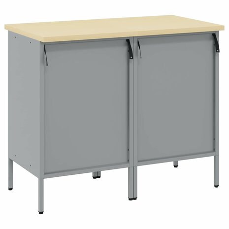 Werkkast met lade 2 pcs Zwart en Grijs 100 x 55 x 85 cm 8