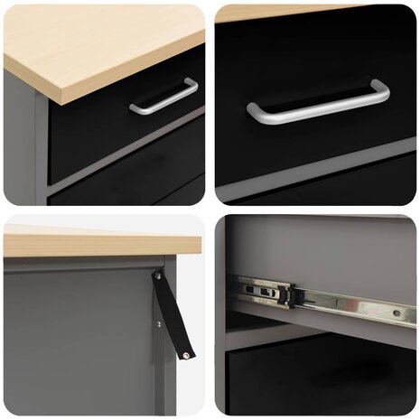 Werkkast met lade 2 pcs Zwart en Grijs 100 x 55 x 85 cm 9