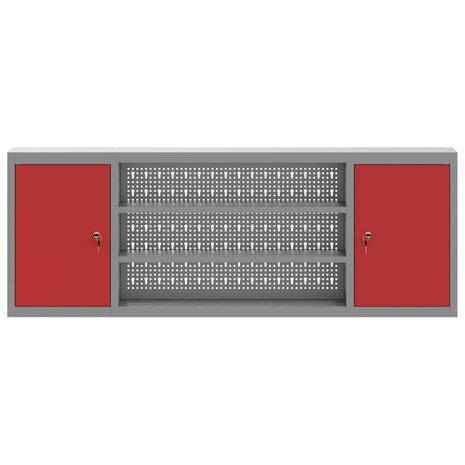 Gereedschapskast met plank Rood en Grijs 150 x 20 x 55 cm 7