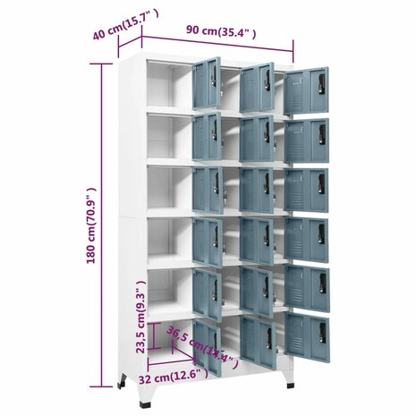 Lockerkast 90x40x180 cm staal lichtgrijs en donkergrijs 8