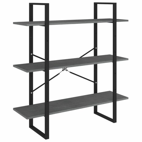 Boekenkast met 3 schappen 100x30x105 cm grenenhout grijs 2