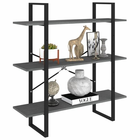 Boekenkast met 3 schappen 100x30x105 cm grenenhout grijs 3