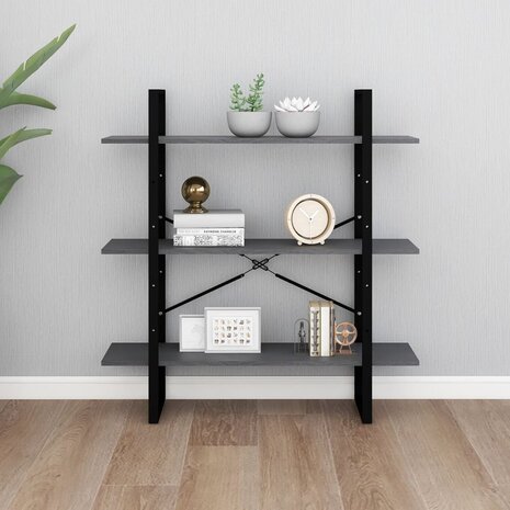 Boekenkast met 3 schappen 100x30x105 cm grenenhout grijs 4