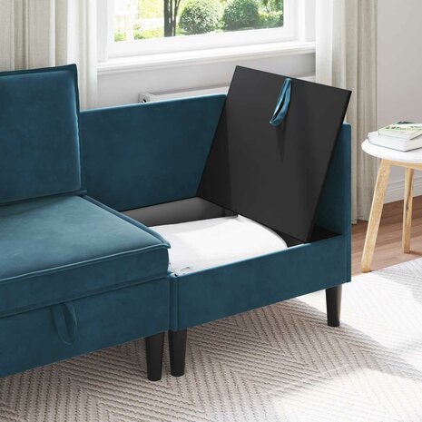 Bank met opslag Blauw Fluweel 3
