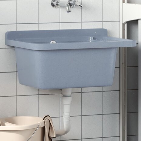 Spoelbak wandgemonteerd 60x40x28 cm hars grijs 1