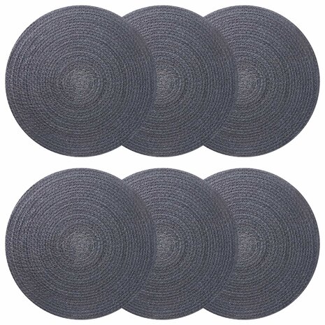 Jute placematten 6 st Donkergrijs 100% Tossa Jute 1