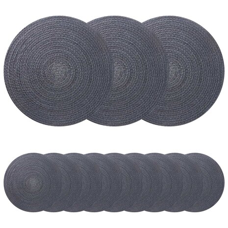Jute placematten 12 st Donkergrijs 100% Tossa Jute 1