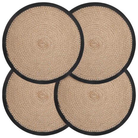Jute placematten 4 st Naturel en Zwart 100% Tossa Jute 1
