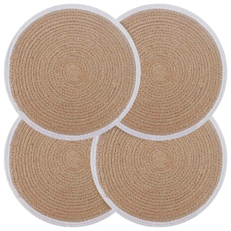 Jute placematten 4 st Natuurlijk en Wit 100% Tossa Jute 1