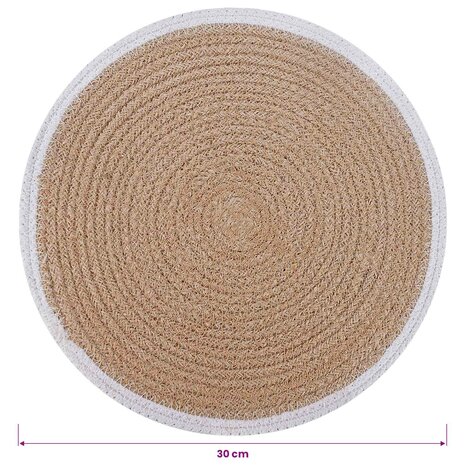 Jute placematten 4 st Natuurlijk en Wit 100% Tossa Jute 5