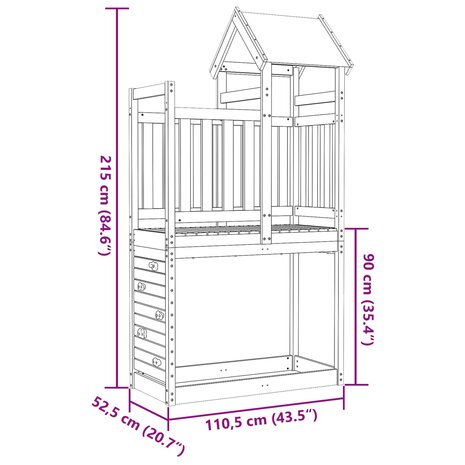 Speeltoren Bruin 110,5 x 52,5 x 215 cm Massief Douglas hout 6