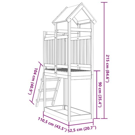 Speeltoren Bruin 52,5 x 110,5 x 215 cm Massief Douglas hout 7