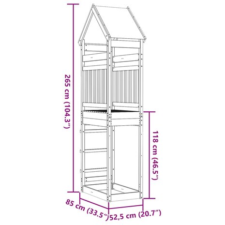 Speeltoren Bruin 52,5 x 85 x 265 cm Massief grenenhout 8