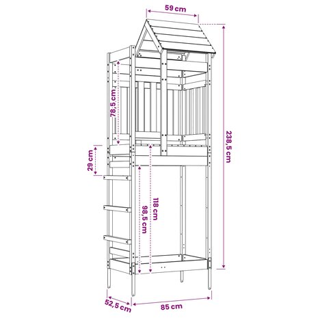 Speeltoren Bruin 52,5 x 85 x 238 cm Massief ge&iuml;mpregneerd hout 7