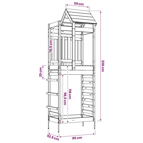 Speeltoren Bruin 52,5 x 85 x 238 cm Massief grenenhout 7
