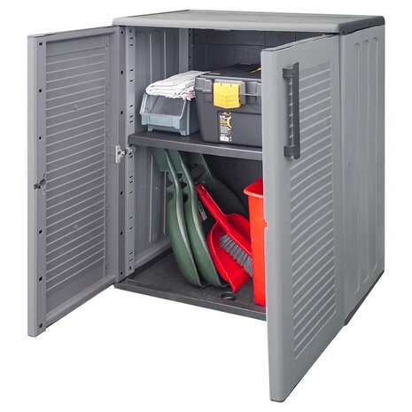 Tuinkast 68x37x84 cm polypropeen grijs en zwart 3
