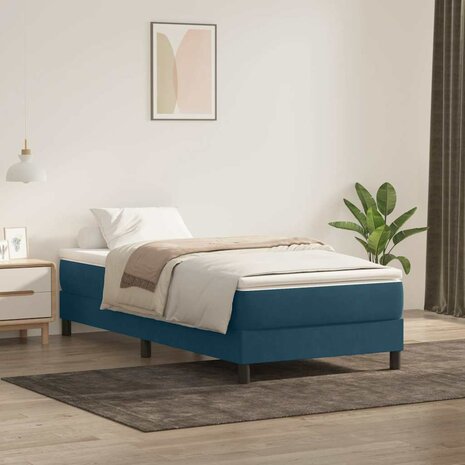 Boxspring zonder matras fluweel donkerblauw 80x210 cm 4