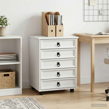 Rolkast met lades CORONA Massief grenenhout en engineered wood 1