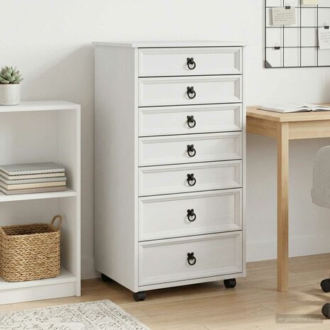 Rolkast met lades CORONA Massief grenenhout en engineered wood 1