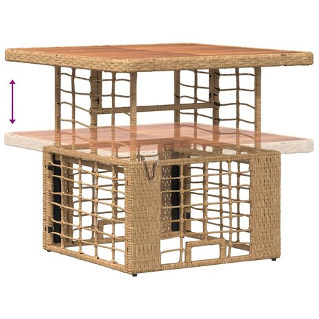 Tuin eettafelset 3 st Natuur en Wit Poly Riet en Acaciahout 9