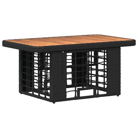 Tuin eettafelset 3 st Zwart en Grijs Poly Riet en Acaciahout 4
