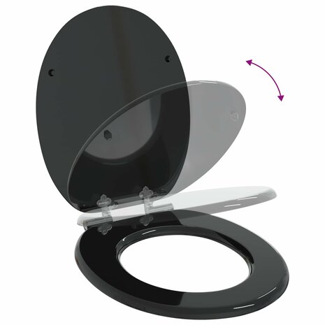 Zachte sluit toiletbril Zwart 44 x 38 cm MDF-plaat 9