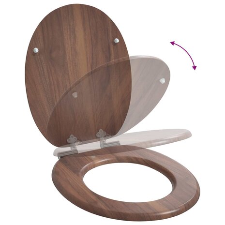 Zachte sluit toiletbril Bruin 44 x 38 cm MDF-plaat 9