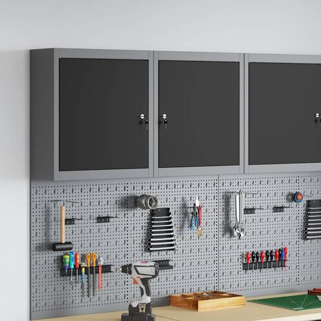 Gereedschapskast met plank Zwart en Grijs 50 x 20 x 55 cm 1