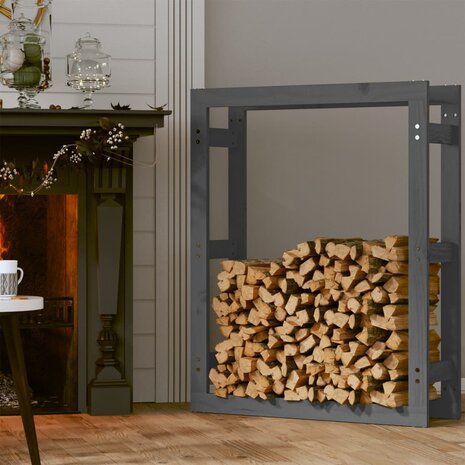 Haardhoutrek 80x25x100 cm massief grenenhout grijs 3
