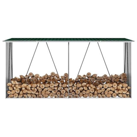 Haardhoutschuur 330x84x152 cm gegalvaniseerd staal groen 5