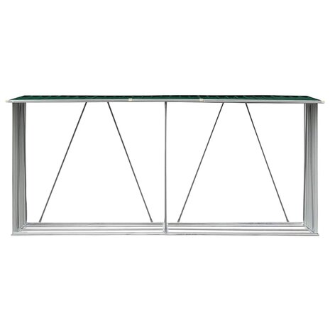 Haardhoutschuur 330x84x152 cm gegalvaniseerd staal groen 6