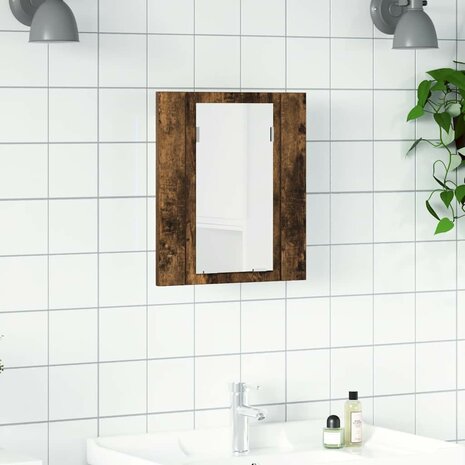 Badkamerspiegelkast LED 40x12x45 cm bewerkt hout gerookt eiken 1
