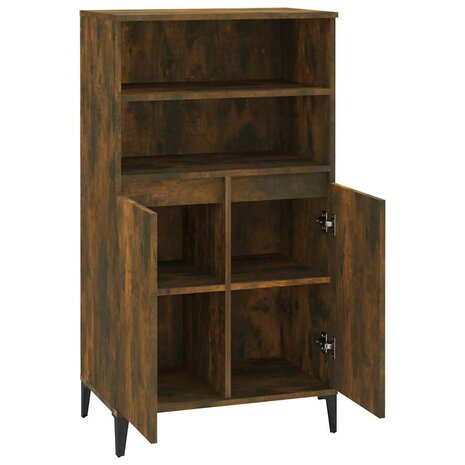 Hoge kast 60x36x110 cm bewerkt hout gerookt eikenkleurig 4